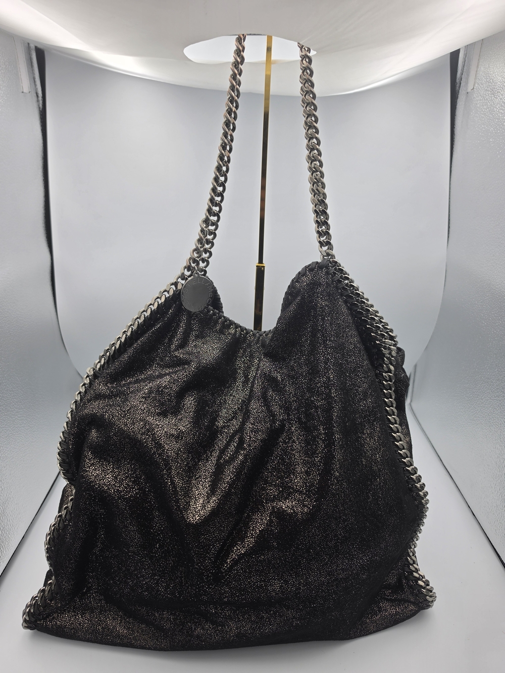 Stella McCartney Gunmetal/Gold Shimmer Large Falabella Chain Bag (COA)(EUC)🖤🩶